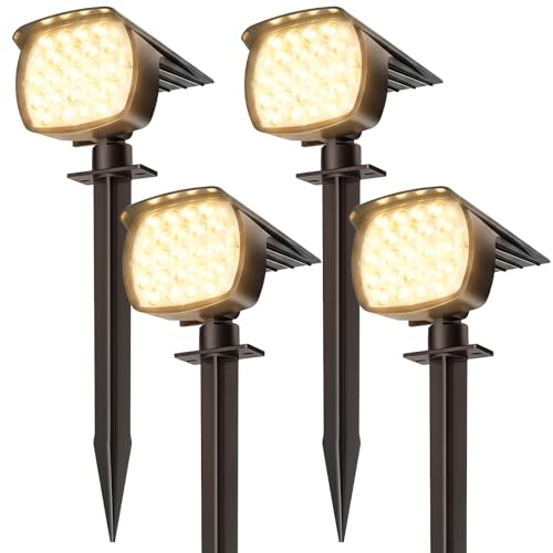 Etetale Solar Spot Lights Outdoor, 4 Pack 58 LED Solar Landscape Spotlights, Auto On/Off 3 Lighting Modes, 2-in-1 IP65 Waterproof Solar Landscape