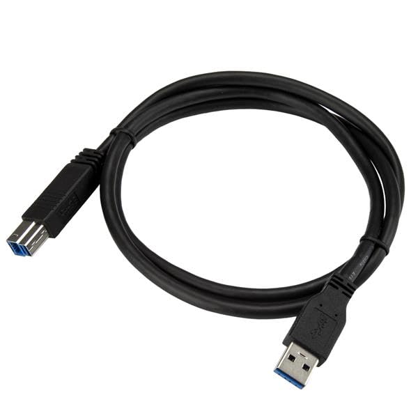 StarTech.com 1m 3 ft Certified SuperSpeed USB 3.0 A to B Cable Cord - USB 3 Cable - 1x USB 3.0 A (M), 1x USB 3.0 B (M) - 1 meter, Black (USB3CAB1M)