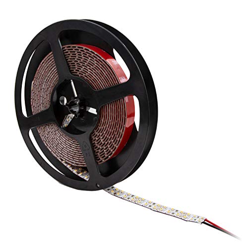 Maxxima 16.4 ft. LED Strip Light, 12V Double Row Flexible Strip, 3000K Warm White, 1200 LEDs, 500 Lumens per Foot, Self Adhesive Under Cabinet Low