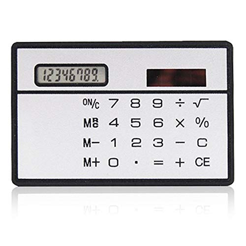 8 Digit Silver and Black Ultra Thin Solar Power Calculator with Touch Screen Credit Card Design Portable Mini Calculator for Business School Basic
