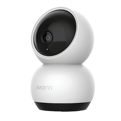 Swann EVO 2K Pan-Tilt Indoor Wi-Fi Security Camera: 2K HD video, plug-in, auto tracking, sound/motion/pet/person detection, live view, night vision