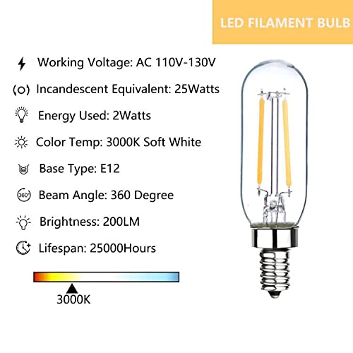 Sunaiony E12 Edison Bulb 25 Watt Equivalent Candelabra Light Bulbs, 12 Pack