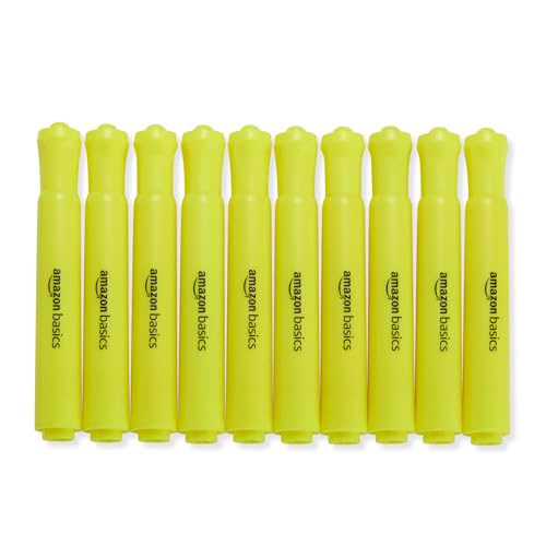 Amazon Basics Tank Style Highlighters, Chisel Tip, Bible Highlighter, Office and School Supplies, 12 Pack, Yellow