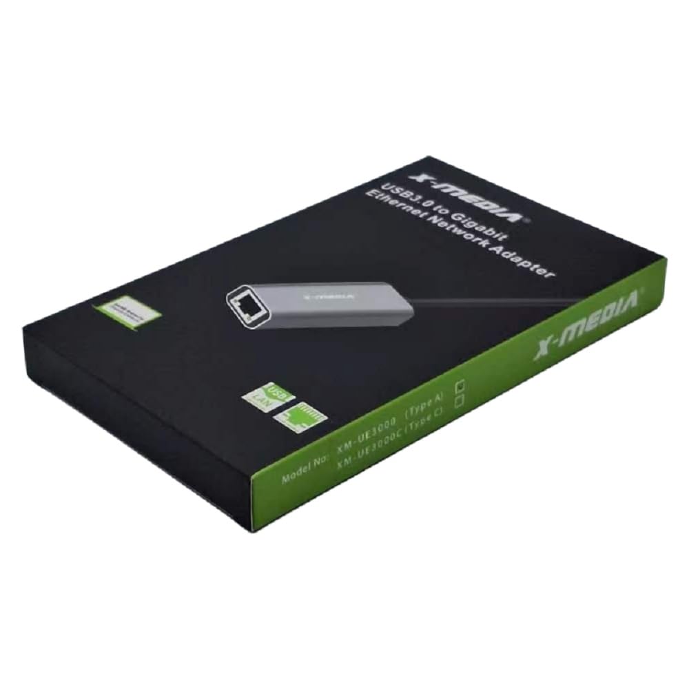 X-MEDIA XM-UE3000 USB 3.0 Type-A 10/100/1000Mbps Gigabit Ethernet LAN Network Adapter | Plug & Play | Realtek RTL8153 Chipset | Windows 11 & Linux