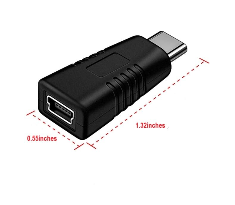 Earsinger USB Type C to Mini USB Adapter Type C Male to Mini USB Female Adapter Suitable for in Car Dashcam, Camera Laptop Digital MP3/4/5 Player GPS…