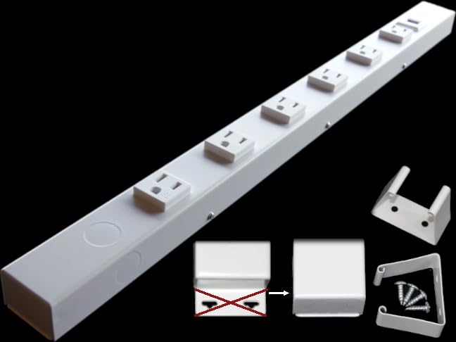 24” Hardwired Power Strip (NO Power Cord), 6 Vertical Tamper Resistant Outlets (NEMA 5-15R - NOT 20Amp), NO Ears (Without mounting tabs on Both Ends)