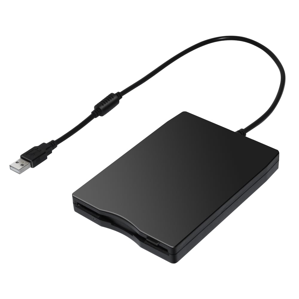 BYTECC BT-144 Slim Black USB External Floppy Disk Drive, Plug & Play, USB Powered