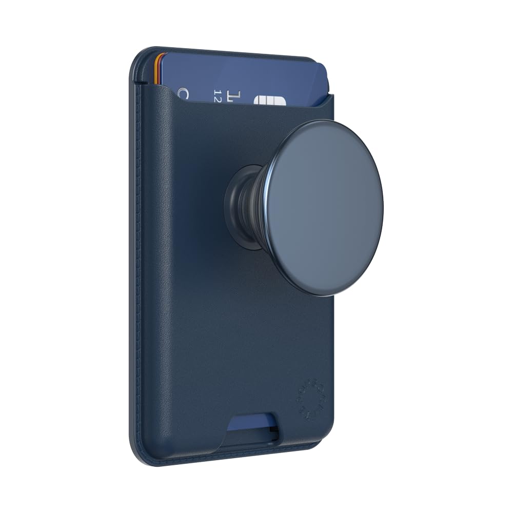 PopSockets Phone Wallet for MagSafe, Phone Card Holder with Grip, Blue - Navy