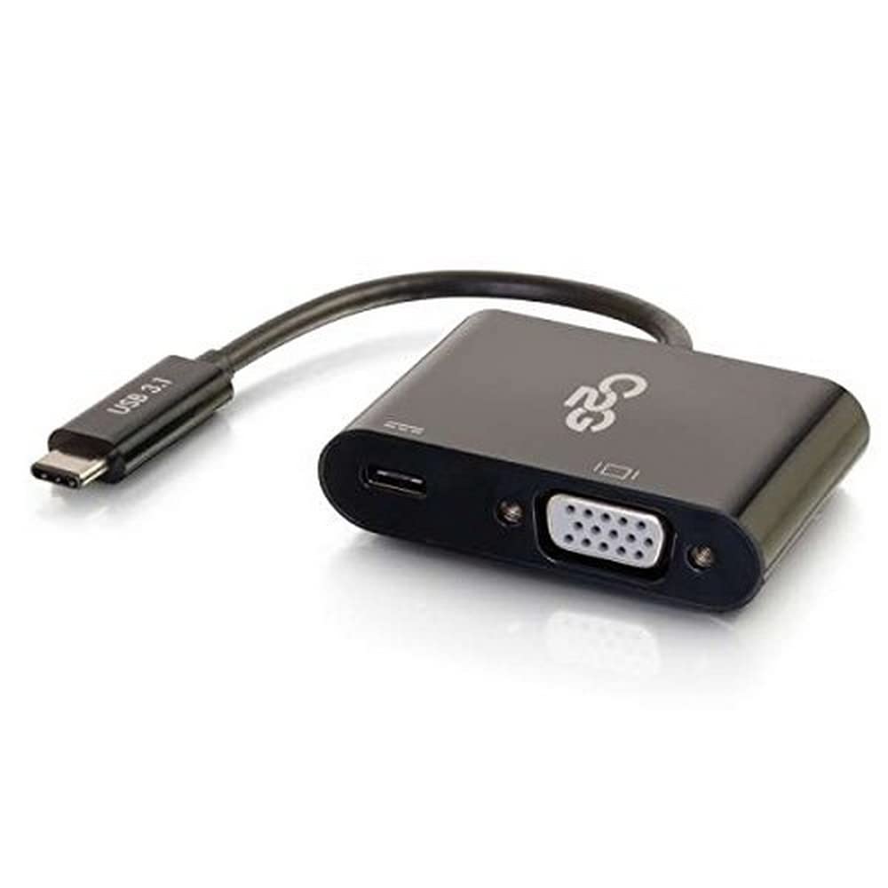 C2G USB Adapter, Video Adapter with Power, USB C to VGA, Black, Cables to Go 29533