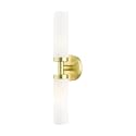 Livex Lighting Aero Steel 2 Light Wall Sconce for home decor, 1 Satin Brass Finish light fixture, perfect for bathroom, bedroom or living room decor