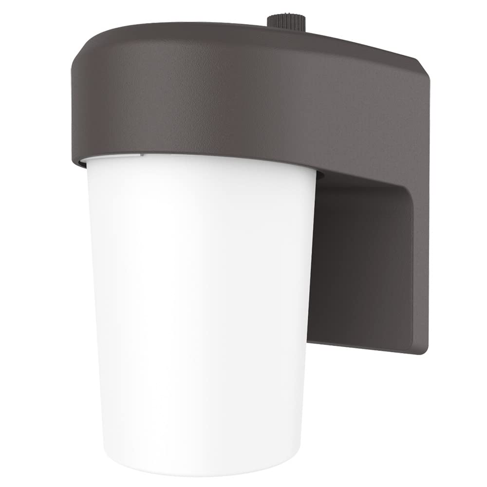 HALO FE 1-Light Bronze LED Outdoor Lantern Sconce with Dusk to Dawn