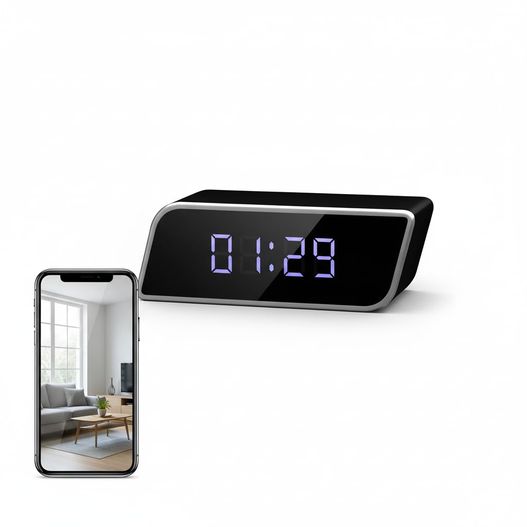 Unohoe Multi-Functional 4K Clock Camera with Night Vision, WiFi & AP Hotspot, App Remote View, Motion Detection, 2600mAh Long Battery Life, Smart