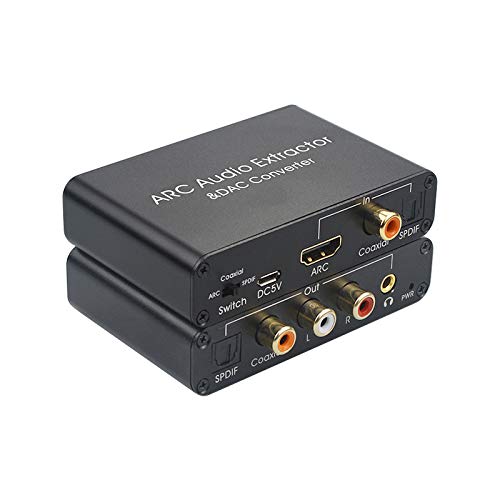 HDMI ARC Audio Extractor Pro, 192KHz DAC Converter, HDMI ARC to Optical Coaxial and Analog L/R RCA 3.5mm, Digital Optical SPDIF Coaxial to Analog