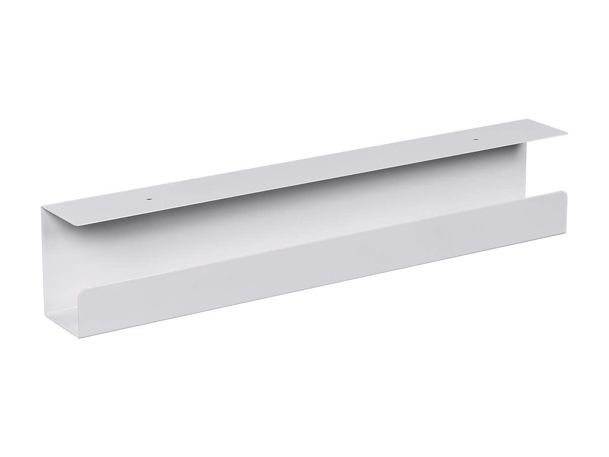 Monoprice Under Desk Cable Tray - Steel with Power Supply and Wire Management - Workstream Collection White