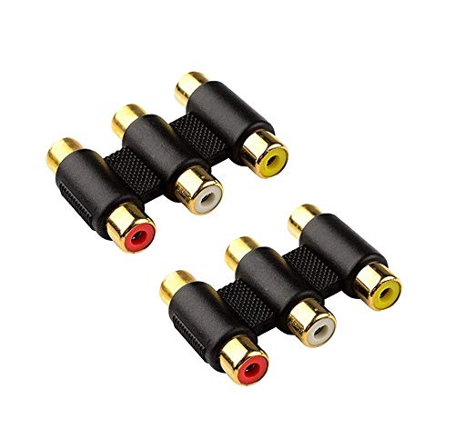 Halokny RCA Connector,Haokiang (2 Pack) Audio Video 3-RCA Female to Female Coupler Adapter