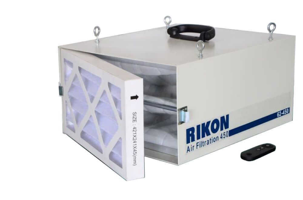 RIKON 62-450 3-Speed Remote-Controlled Air Filtration System (250/350/450 CFM) for large rooms up to 400 Square Feet - Circulates and Cleans Air 8