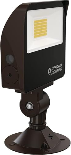 Lithonia Lighting All-in-One LED Flood Light, Waterproof LED Outdoor Light Fixture with Adjustable Color Temperature, Knuckle Mount Dusk to Dawn