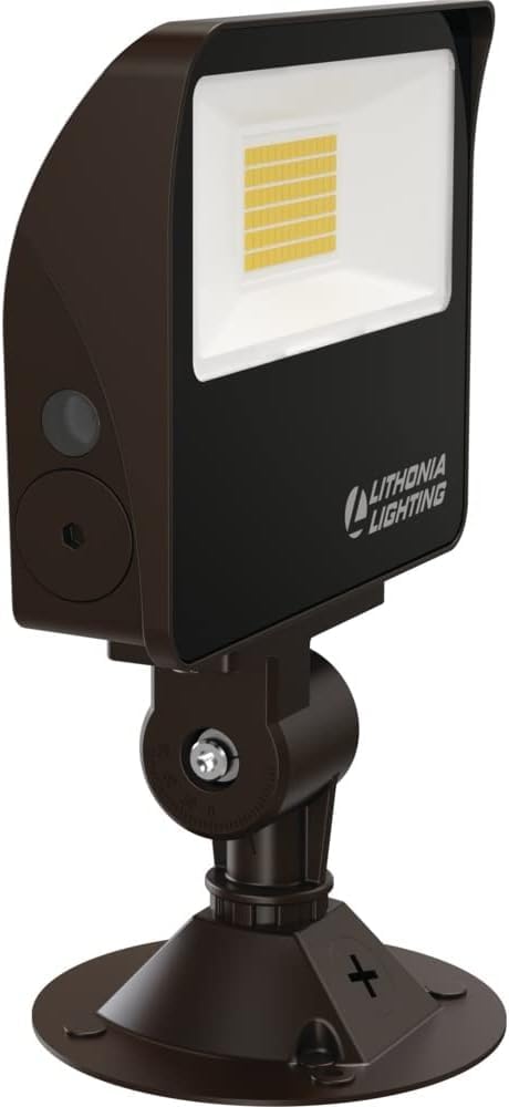 Lithonia Lighting All-in-One LED Flood Light, Waterproof LED Outdoor Light Fixture with Adjustable Color Temperature, Knuckle Mount Dusk to Dawn