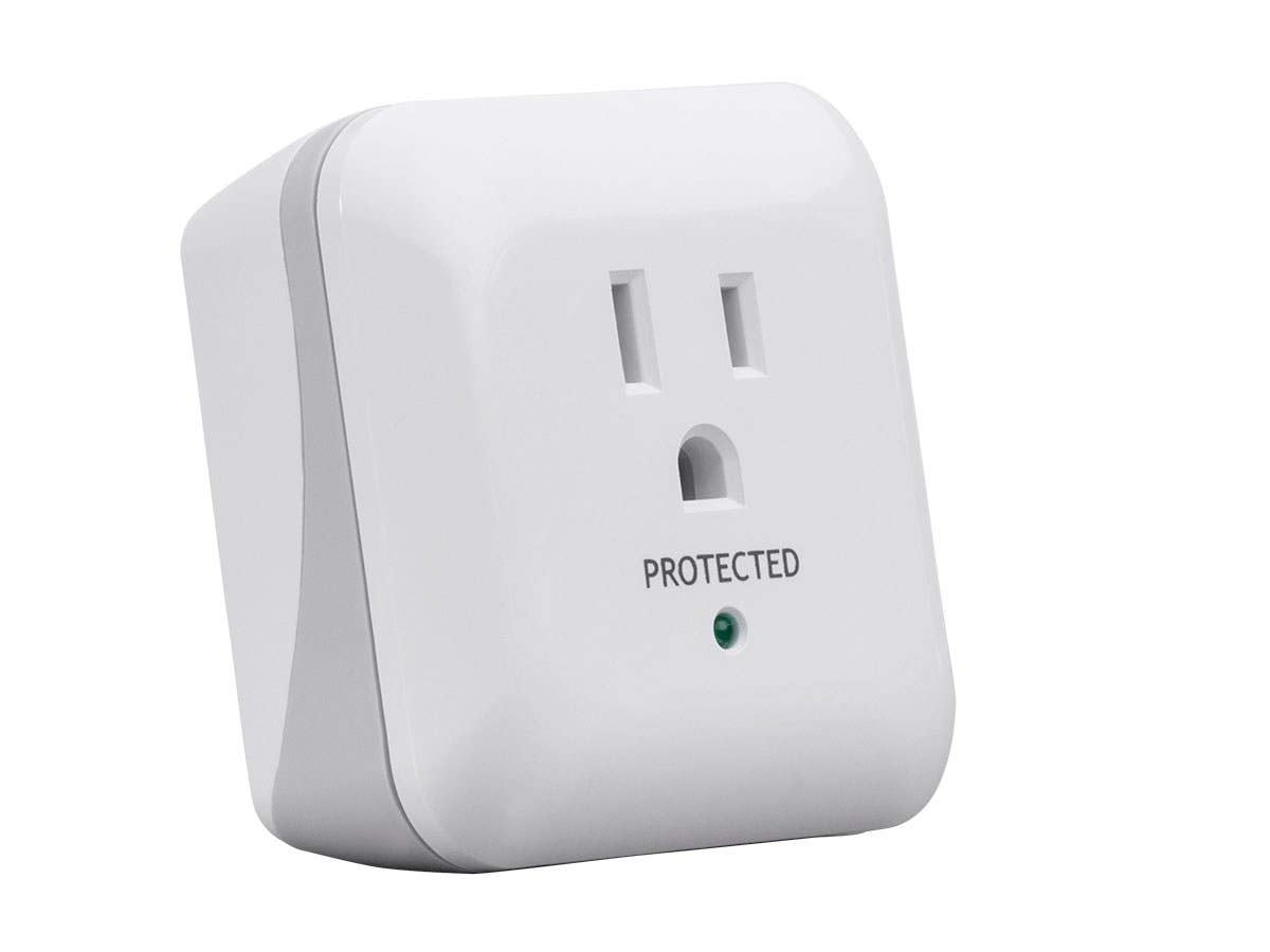 Monoprice Power & Surge - White | 1 Outlet Surge Protector with End of Service Alarm, 900 Joules 15A / 125V / 1875W, 10dB to 60dB
