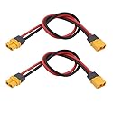 Yiqigou 2pcs Amass XT60H XT60 Male Plug Connector to XT60H XT60 Female Plug Connector Adapter Extension with 30cm 14AWG Silicone Wire (xt60h Cable)