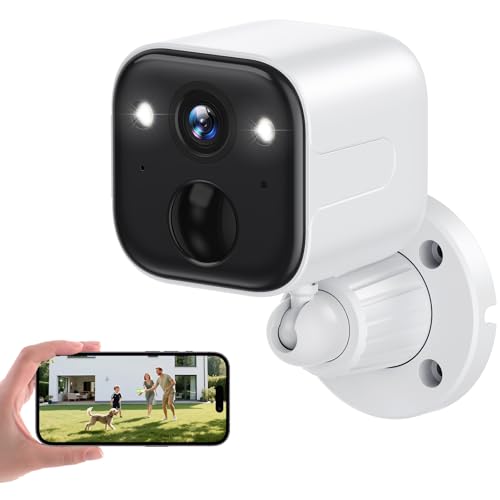 SUJTKZL Security Cameras Wireless Outdoor, Battery Powered WiFi Camera for Home Security, 2K Color Night Vision, AI Motion Detection, IP65 Waterproof