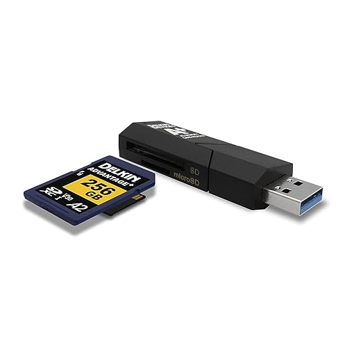 Delkin Devices 3.1 USB SD Card and microSD Reader, 2-in-1 Dual Slot, 170 MB/s High-Speed Data Transfer, Windows & Mac Compatible (DDREADER-55)