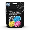 HP 67 Black/Tri-Color Ink Cartridges (2-Pack) | Works with DeskJet 1255, 2700, 4100, Envy 6000, 6400 | Instant Ink Eligible | 3YP29AN | Packaging May