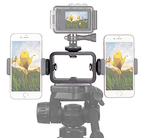 Tripod Mount Adapter Kit for 3 Devices. Works with Smartphones, iPhone, Android, GoPros, DSLR Cameras, Mic, LED, Ring Lights. Perfect for Vlogging