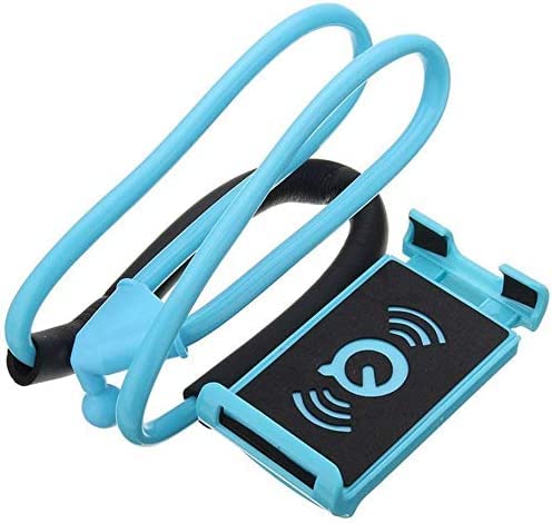 Faung Universal Smart Mobile Phone Stands,360 Rotating Hanging on Neck Cell Phone Mobile Mount Holder, Multiple Functions Flexible Lazy Bracket (Blue)