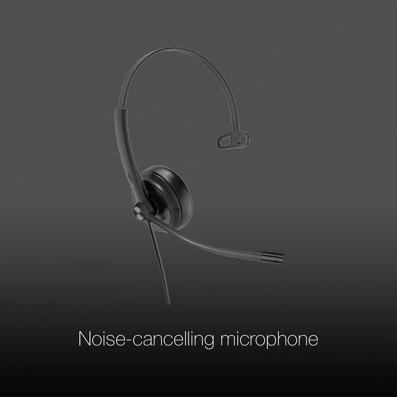 Global Teck Worldwide GTW Yealink UH34 Mono Teams Certified Wired Headset (USB-C), Connects to Deskphone, PC/Mac, Softphones - Works with Teams…