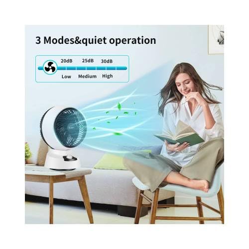 Portable Fans for Home Bedroom, Table Fan Air Circulator Fan, 9 inch Desktop Fan with 3 Speeds, Small Fan 90° Adjustable Tilt, Low Noise, Quiet, 3