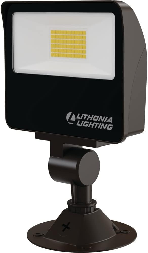 Lithonia Lighting All-in-One LED Flood Light, Waterproof LED Outdoor Light Fixture with Adjustable Color Temperature, Knuckle Mount Dusk to Dawn