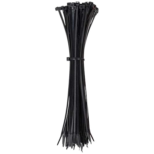 Klein Tools 450-210 Cable Ties, 50-Pound Tensile Strength, Heavy Duty Nylon Cable Zip Ties, Indoor/Outdoor Use, 11.5-Inch, Black, 100-Piece
