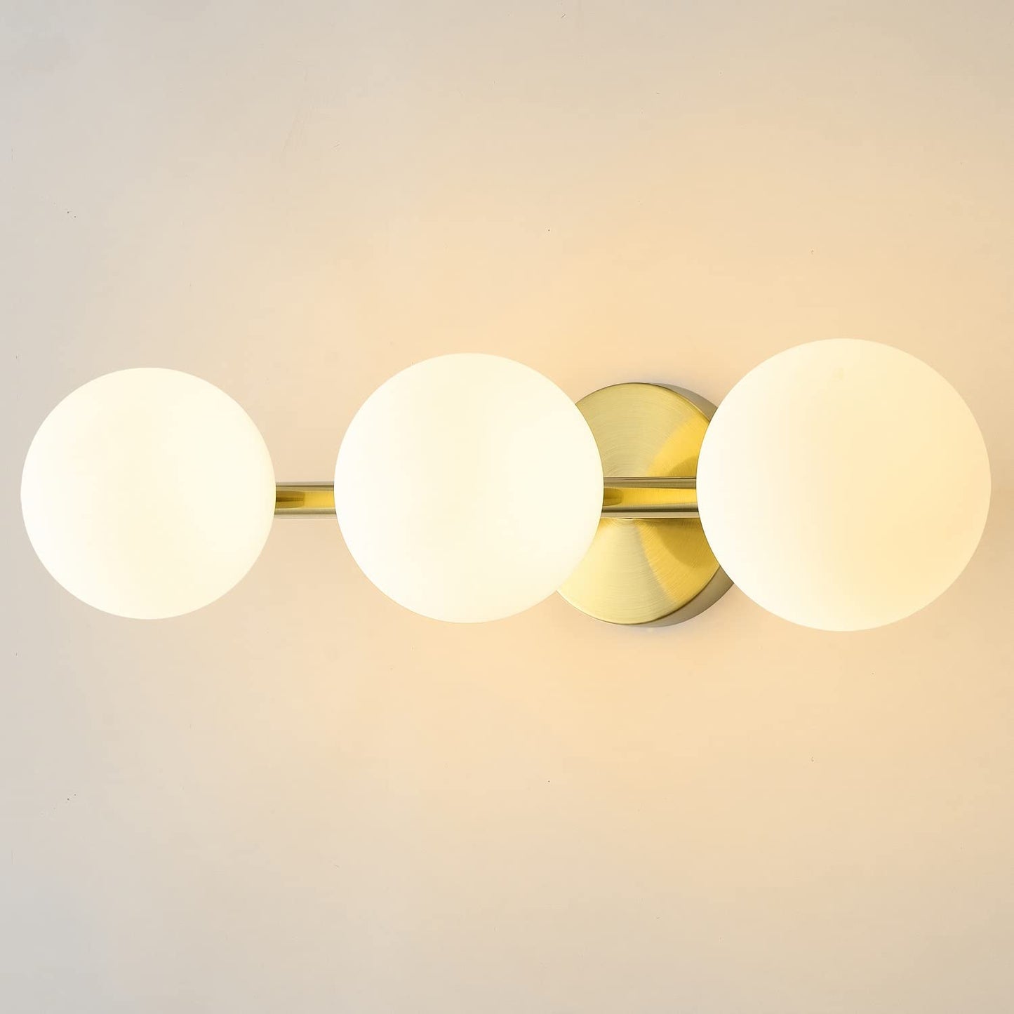Bathroom Vanity Lights, 3-Light Bathroom Light Fixtures Gold Bathroom Lights, Mid Century Modern Brass Gold Vanity Light Dimmable Wall Sconce Wall