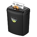 Woolsche 12-Sheet Cross Cut Paper Shredder with Large 5.55-Gallon Basket - P-4 Security, 3-Mode Shred for Cards/CDs/Staples/Clips - Jam Proof System