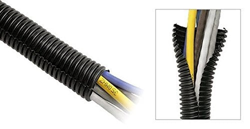 1.5" X 10 ft Split Wire Loom Flex-Guard Convoluted Tubing - Protective Split Cable Sleeves for Automotive Home Industrial Electrical Wires - Chemical