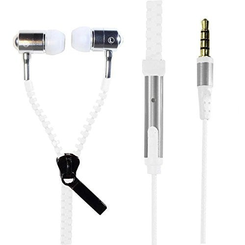 I-Kool Cold Weather Winter Wear Zippered in-Ear Headphones with Mic (Snow White)