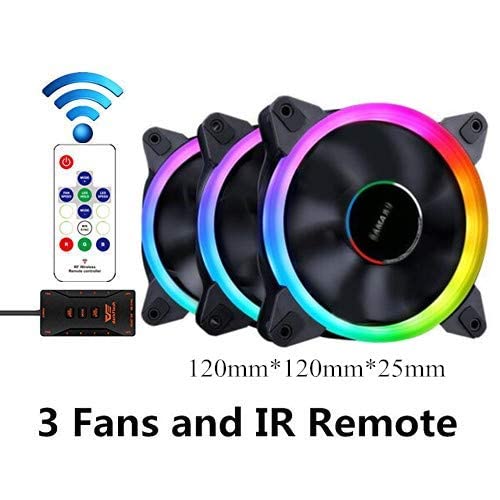 7xinbox 3 Pack Computer Case PC Fans RGB PWM LED Case Fan Adjustable Color Quiet High Airflow CPU Cooling Fans and Radiator Silent Intelligent Control