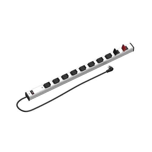 9 Outlets 2 USB Heavy Duty Metal Socket Power Strip,10-Foot Long Extension Cord with Circuit Breaker. Mounting Brackets Included, Workshop/Industrial