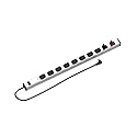9 Outlets 2 USB Heavy Duty Metal Socket Power Strip,10-Foot Long Extension Cord with Circuit Breaker. Mounting Brackets Included, Workshop/Industrial