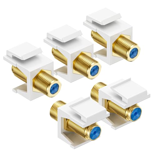 Cable Matters 5-Pack RG6 Keystone Jack Insert, Coaxial Keystone Jack Insert Gender Changer