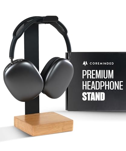 COREMINDED Universal Headphone Stand for Desk, Solid Wood Gaming Headset Stand, Heavy Duty Wooden Headphones Holder, Compatible with Airpods Max…