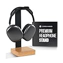 COREMINDED Universal Headphone Stand for Desk, Solid Wood Gaming Headset Stand, Heavy Duty Wooden Headphones Holder, Compatible with Airpods Max…