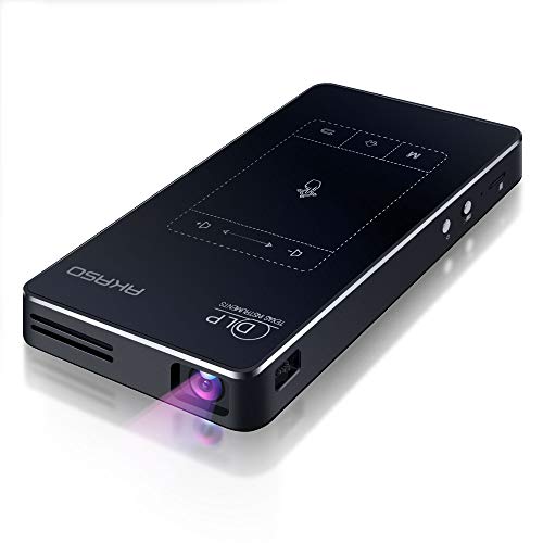 AKASO WT50 Mini Projector with WiFi and Bluetooth, 1080P DLP Portable Movie Projector Home and Outdoor, Built-in Battery & Android System, Cookie