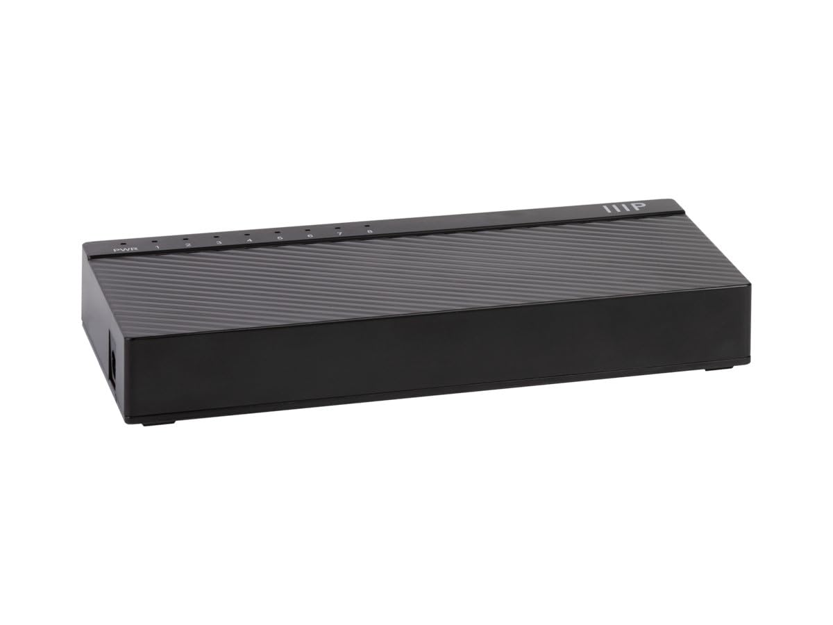 Monoprice 8-Port Gigabit Ethernet Unmanaged Desktop Switch - 10/100/1000Mbps, RJ45, IEEE 802.3ab, Plug-n-Play, Fanless Design, Jumbo Frame Support