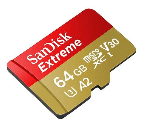 SanDisk Extreme 64GB V30 A2 microSDXC Memory Card for DJI Drones Works with Mini 3 Pro, Mini 3, DJI RC (SDSQXA2-064G-GN6MN) Class 10 Bundle with (1)
