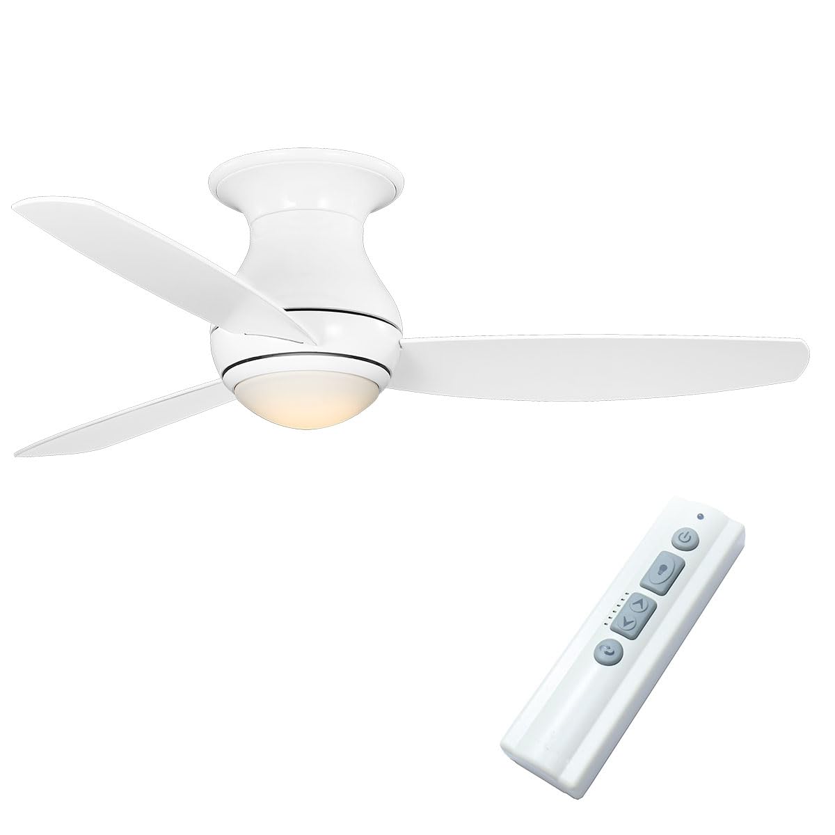 Kathy Ireland Home Curva Sky LED Outdoor Ceiling Fan with Light Kit, 52 Inch | Modern Fixture with 6-Speed Remote Control | Low Profile with Downrod