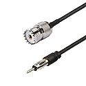 RedYutou UHF Female to DIN AM/FM Male Adapter RG174 Coax Cable 20 inches Pigtail Jumper Antenna Extention