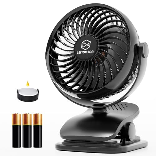Shinebella AA Battery Powered Clip on Fan with 4-Speed, 5’’ Small Desk Fan with Aroma Function, USB Powered, 360°Rotation, Ultra Quiet, for Golf Cart