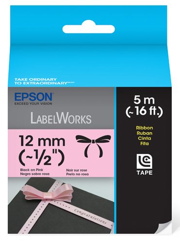 Epson LabelWorks Ribbon LC Cartridge 1/2-Inch Black on Pink (LC-4PBK5)